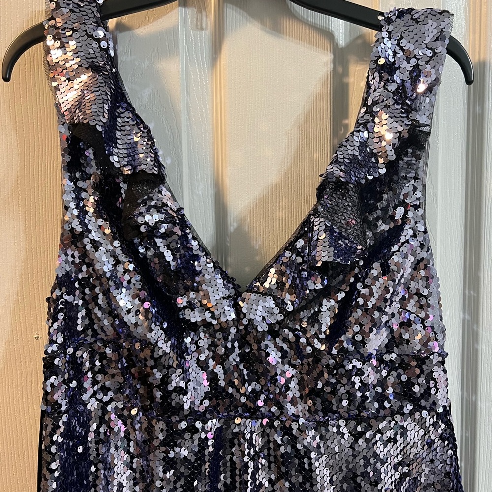 Purple Sequin Dress with Black Tulle Underlay